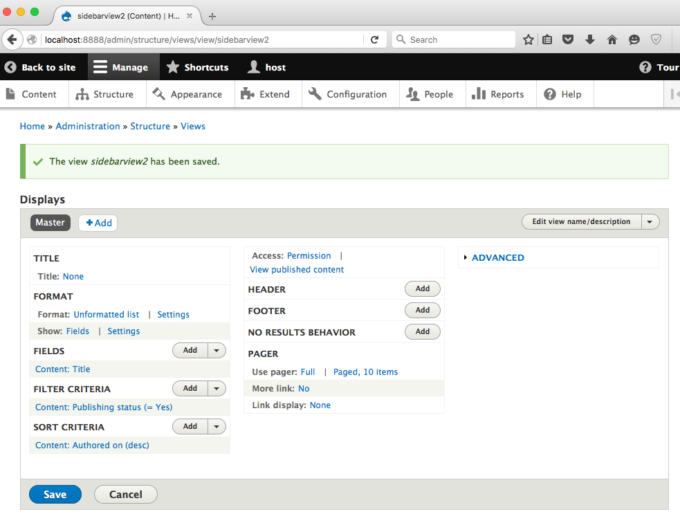 add drupal 8 view step 4